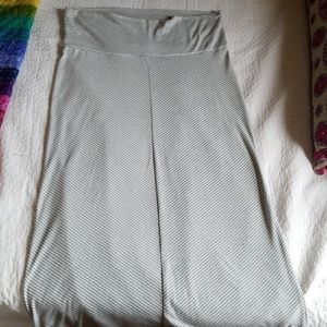 Gray and white striped maxi skirt